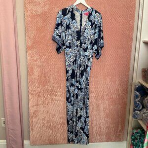 Lilly Pulitzer Wisteria Maxi Dress Navy Bouquet All Day - Size 12